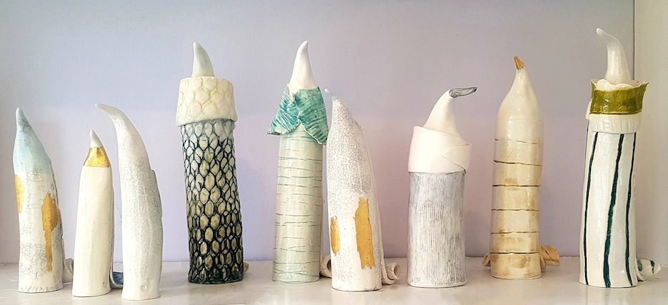 Jillian Porteous | 9 Bird Totems | McAtamney Gallery and Design Store | Geraldine NZ